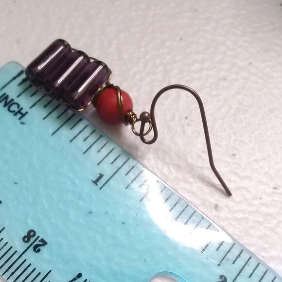 ๐๐๐ 3/$25!!! Compact & Lightweight Fall Danglers! Purple + Mango Color Beads - Picture 6 of 7